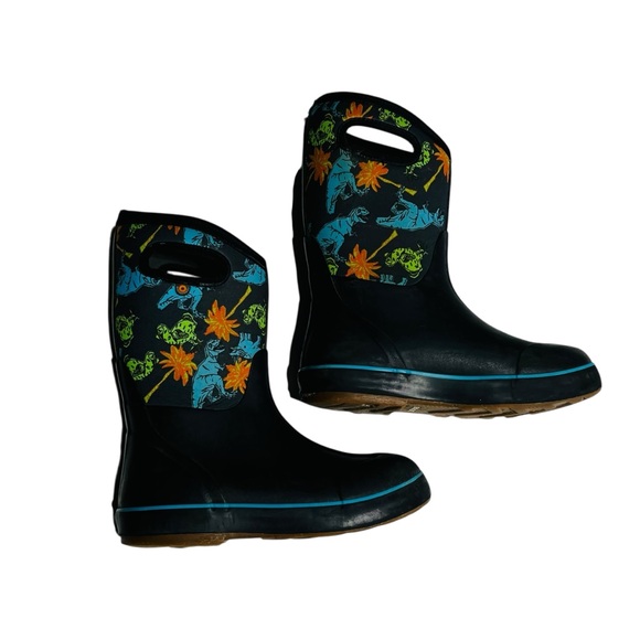 Bogs Black and Multicolor Dinosaur Rain Boots - Picture 1 of 5